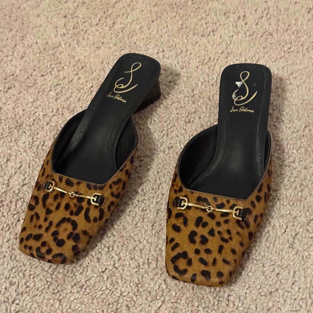 Sam Edelman Brown Leopard Mules